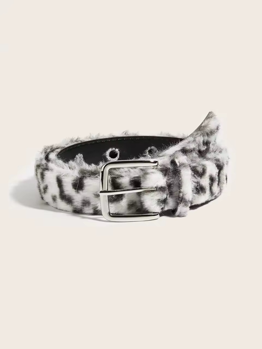 & Other Stories Faux Fur Leopard-Print Belt in Black and White